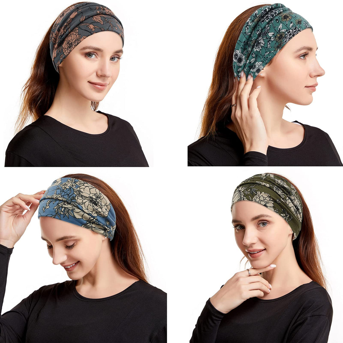 YONUF headband held in hand to show width and stretch-for-size benefit