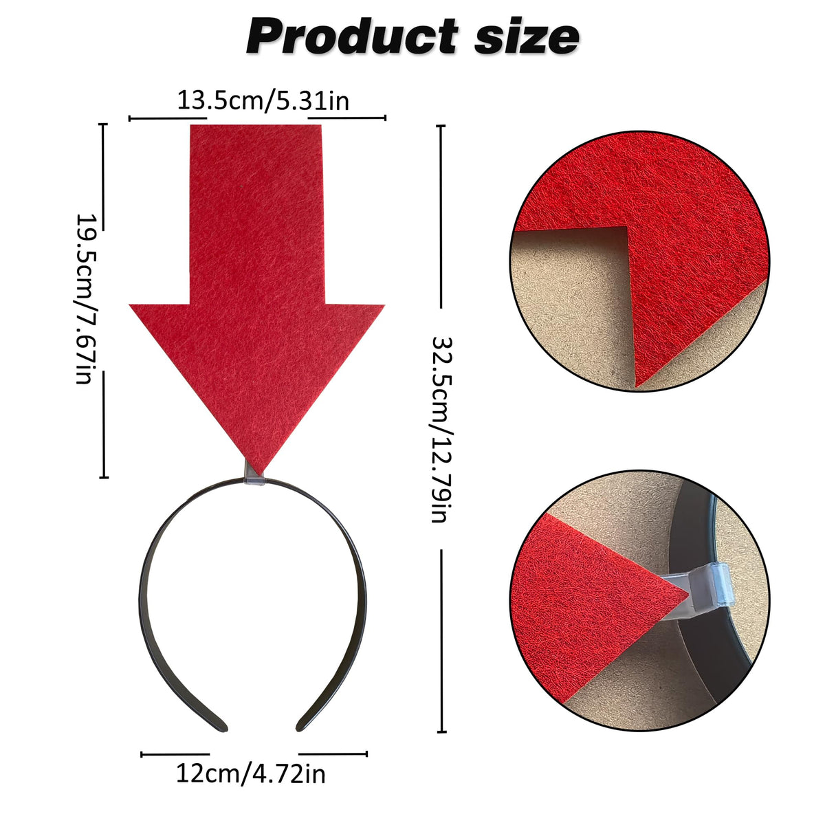 YOOLEETC closeup of red felt arrow highlighting texture and durability