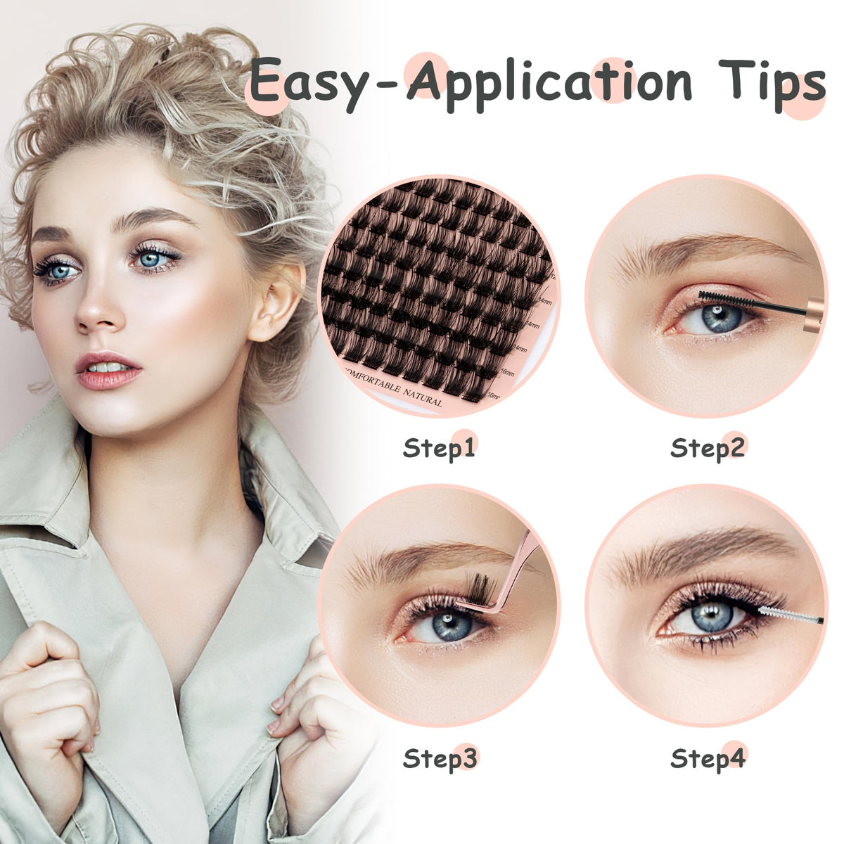 yooNoya lashes on model illustrating natural to dramatic styling options