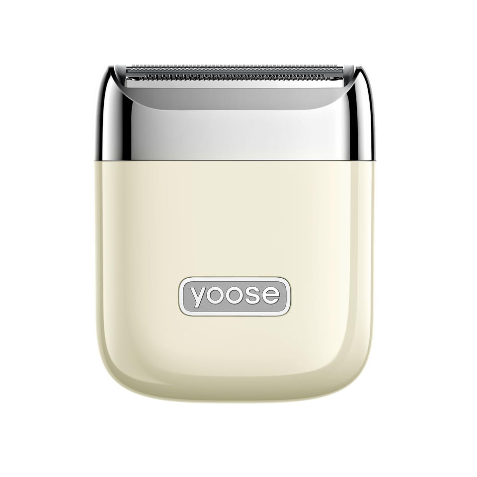 yoose front view compact razor showing sleek alloy body and portability