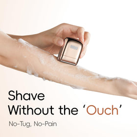 yoose trimmer head detail with ultra-thin safety mesh offering gentle shaving benefit