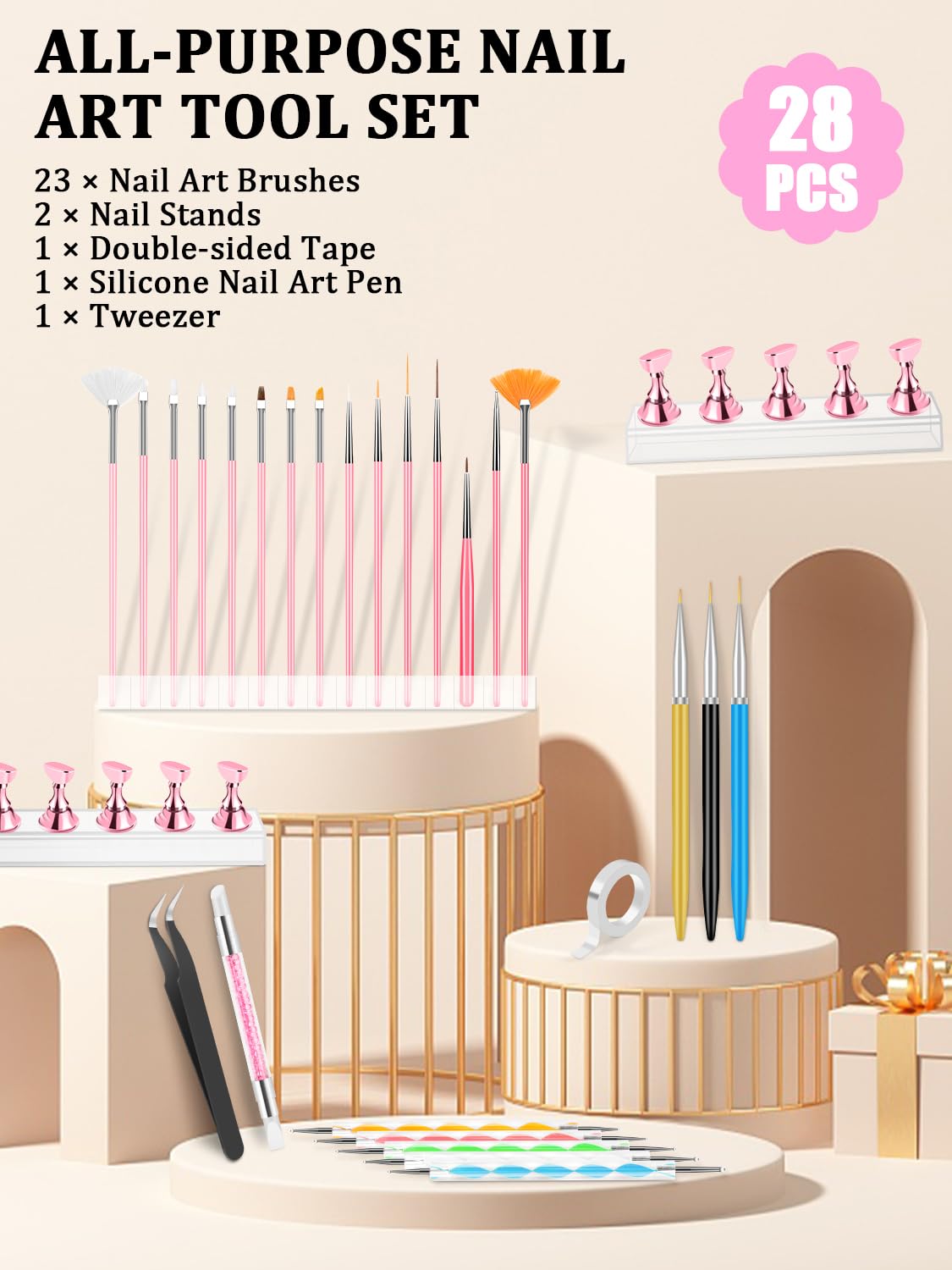 YOOVR close-up of 15 brushes highlighting bristle precision for fine detailing