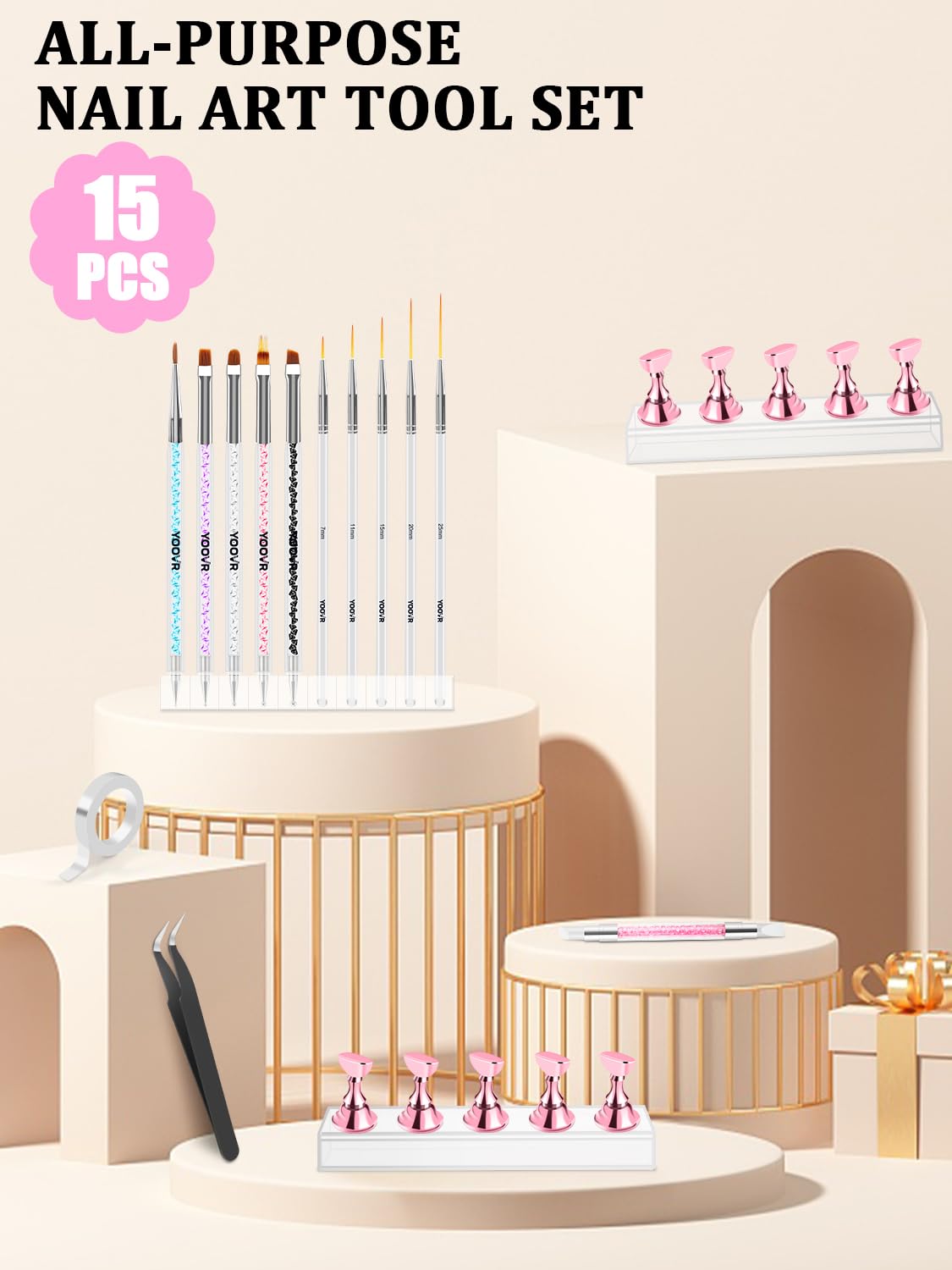 YOOVR close-up brush tips displaying synthetic bristles for precise strokes
