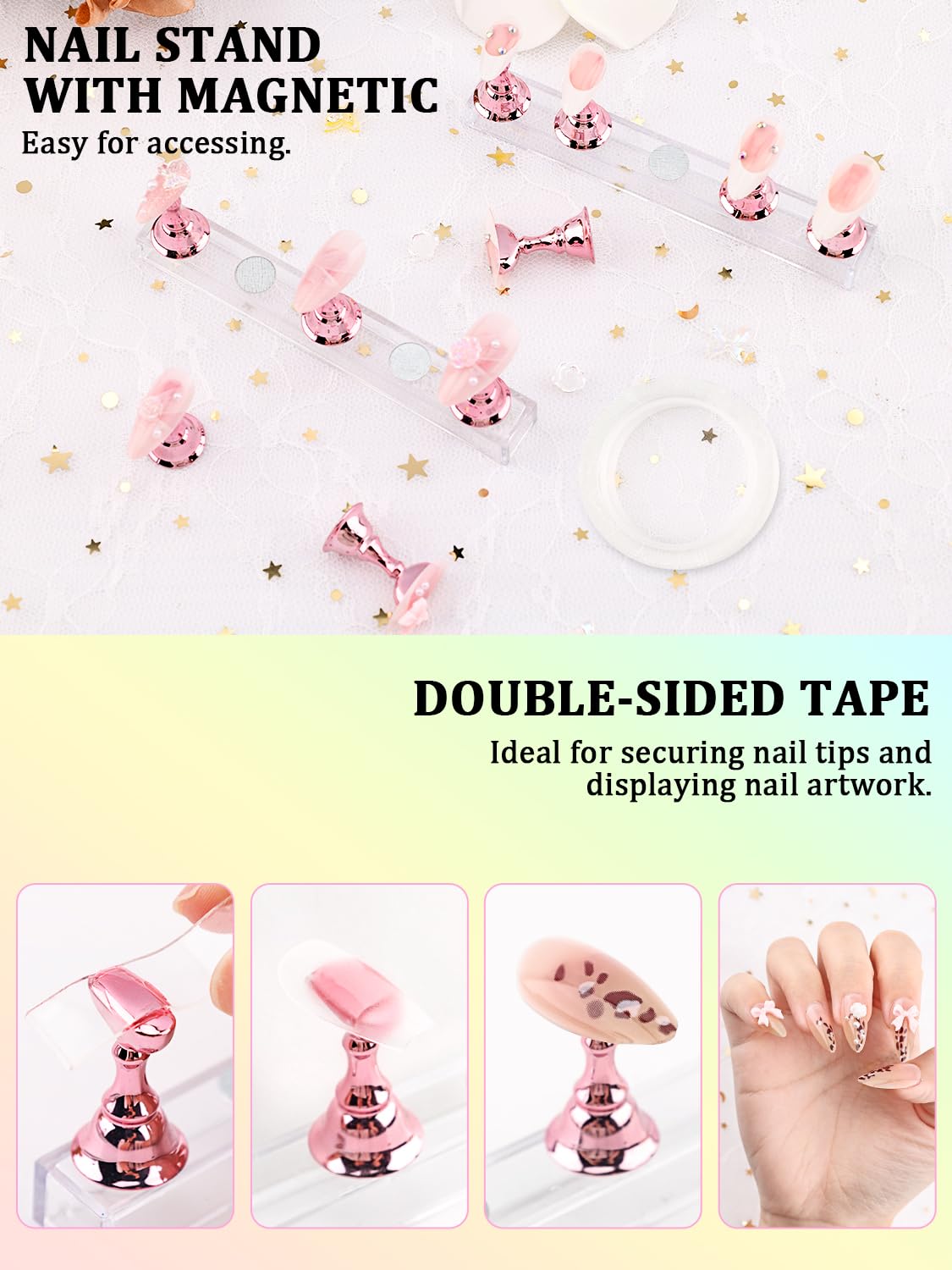YOOVR magnetic stands holding press-on nails steady for easier painting