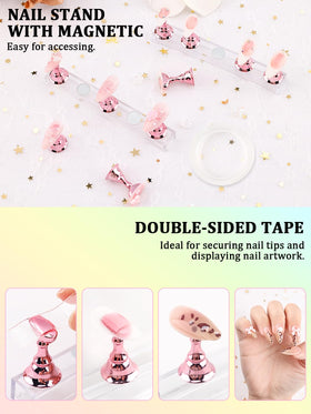 YOOVR magnetic stands holding press-on nails steady for easier painting