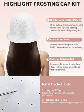 YOOVR metal hook pulling hair through cap demonstrating accurate strand selection