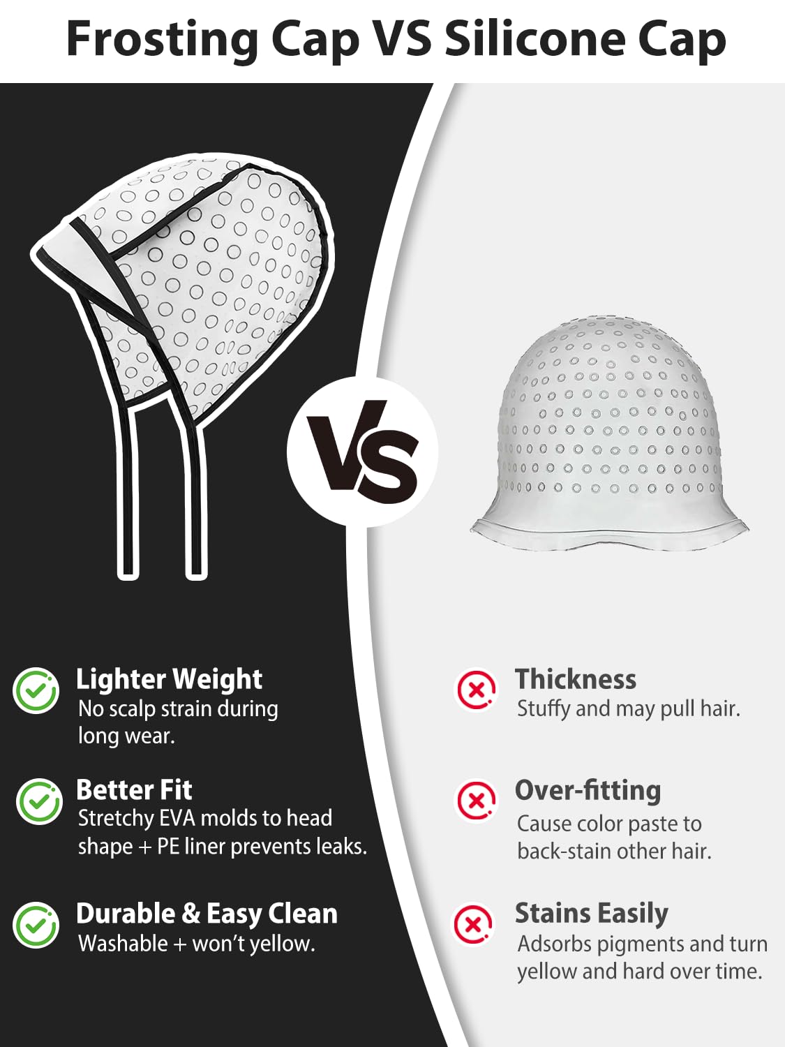 YOOVR metal hook pulling thick hair through cap for secure grip