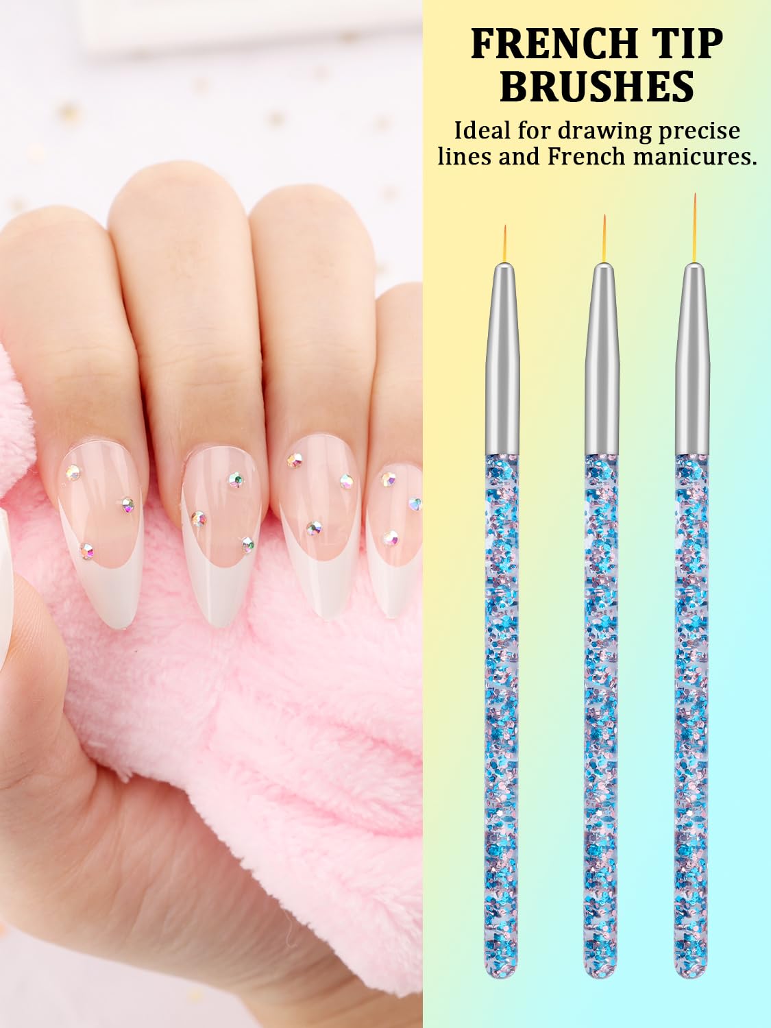 YOOVR brushes beside a hand to show scale and practical handle control
