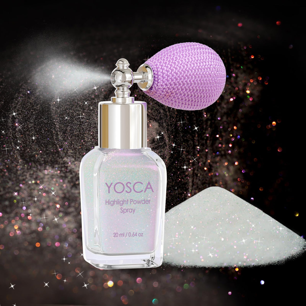 Yosca glass bottle front showing elegant packaging and easy spray