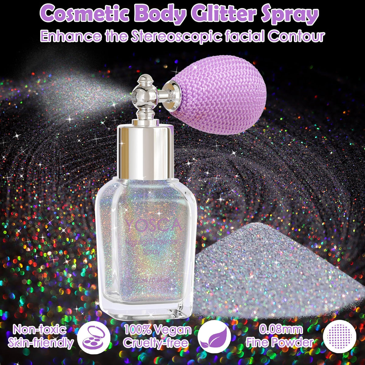 Yosca closeup nozzle with holographic mist for precise application control