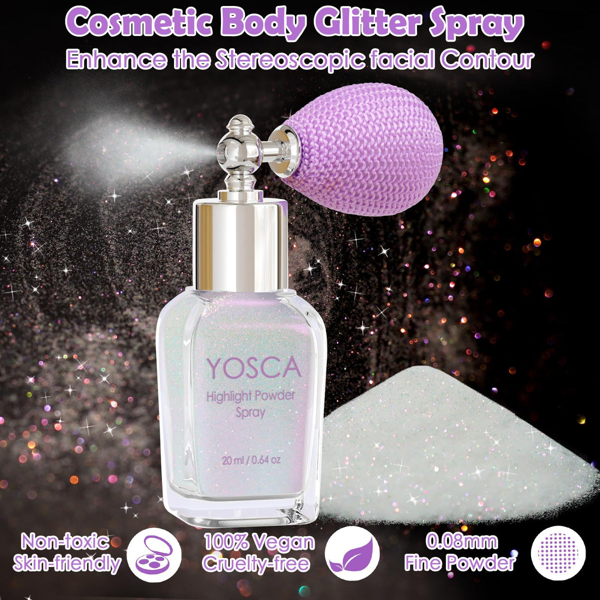 Yosca close-up of iridescent shimmer texture for reflective sparkle
