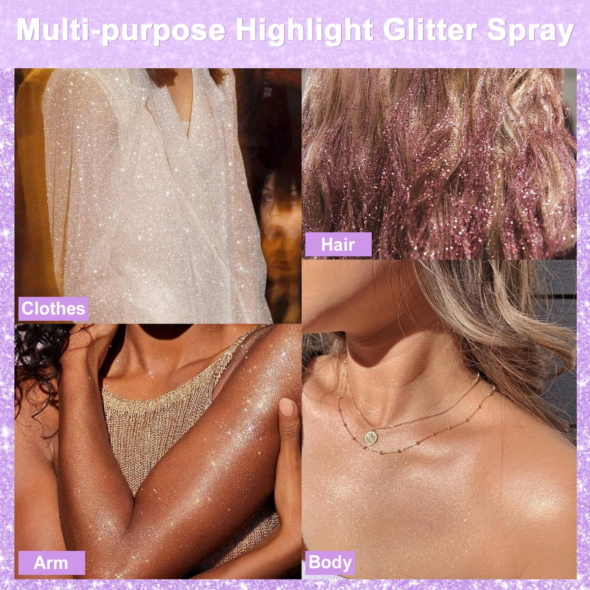 Yosca glitter on forearm showing scale and reflective sparkle benefits