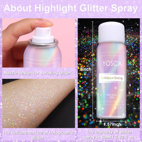 Yosca being sprayed into hair for instant festival-ready shine and hold