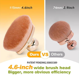 Yoseng 115mm oval brush head close-up showing dense vegan fibers for streak-free blend