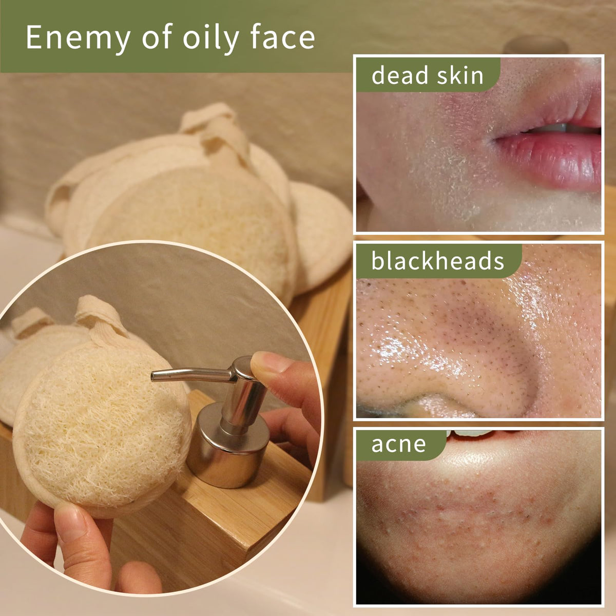 YOTDHUO close-up of natural loofah fibers highlighting gentle exfoliation