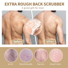 YOTDHUO scrubber in shower being used to reach back showing effective cleaning