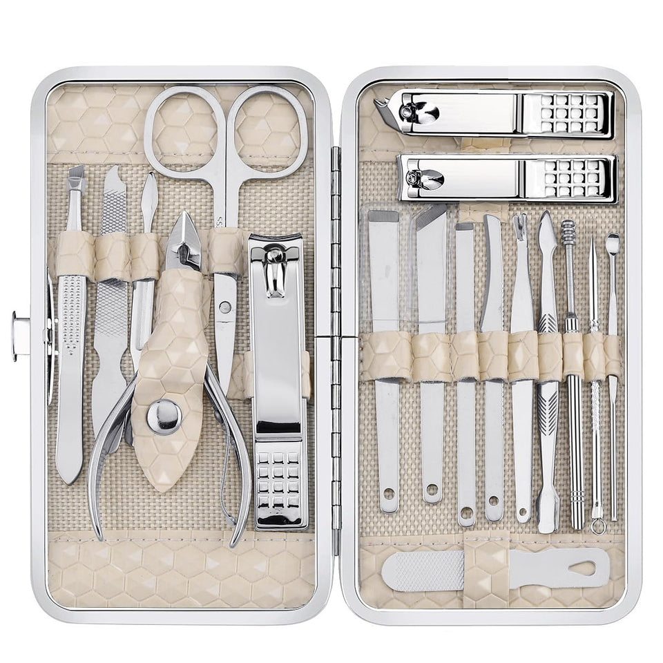 Yougai front view of open case showing organized 18-piece kit and neat layout benefit