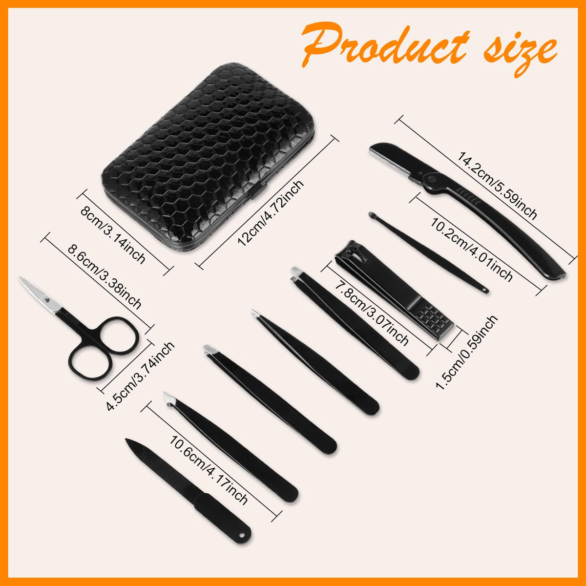 Yougai flatlay of all nine grooming tools illustrating kit versatility