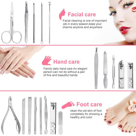 Yougai detailed layout of 18 stainless steel tools highlighting variety and finish