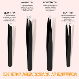 Yougai close-up of aligned stainless steel tweezer tips for precise plucking