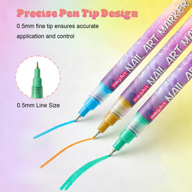 YOUKOYI detailed floral nail art made with the pens for delicate decoration