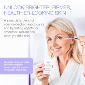 YOUN Beauty opaque bottle demonstrating packaging that preserves vitamin potency
