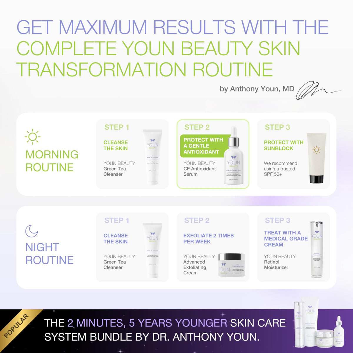 YOUN Beauty 60 ml bottle next to everyday items to show true size