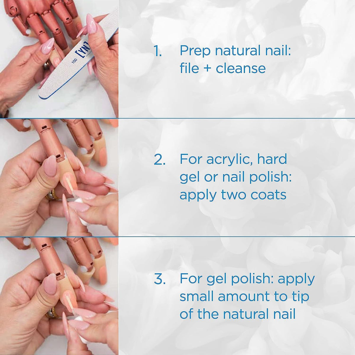 Young Nails label and ingredients detail showing non-acid formula benefit