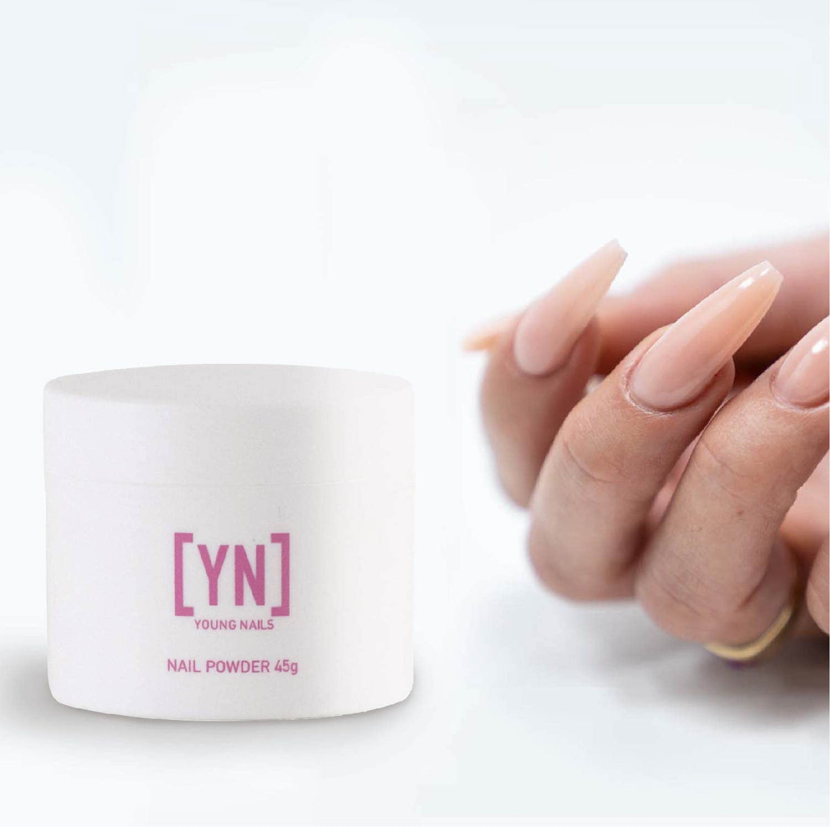 Young Nails Rosebud label and 45g weight clear view showing professional-grade packaging and quantity