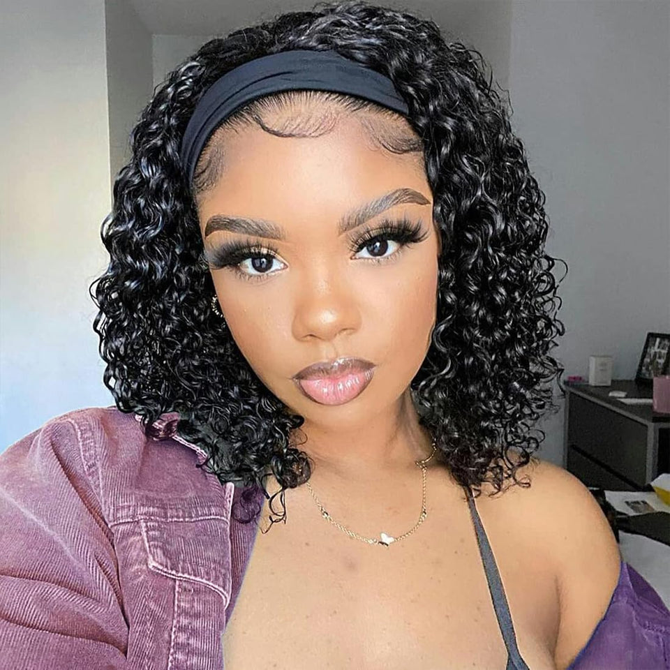 Youngirl front view headband wig showing natural curls and immediate wearability
