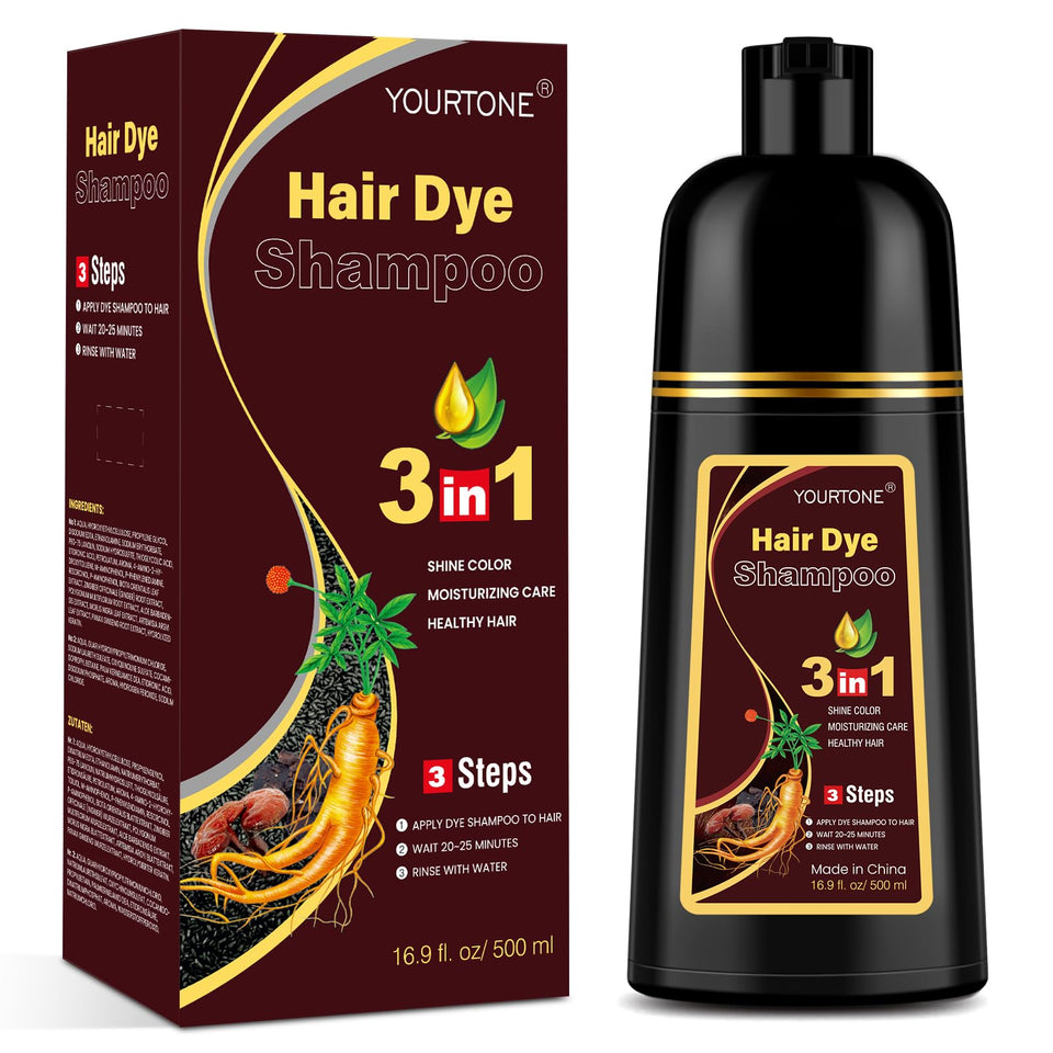 YOURTONE front packaging showing dark brown dye and benefits