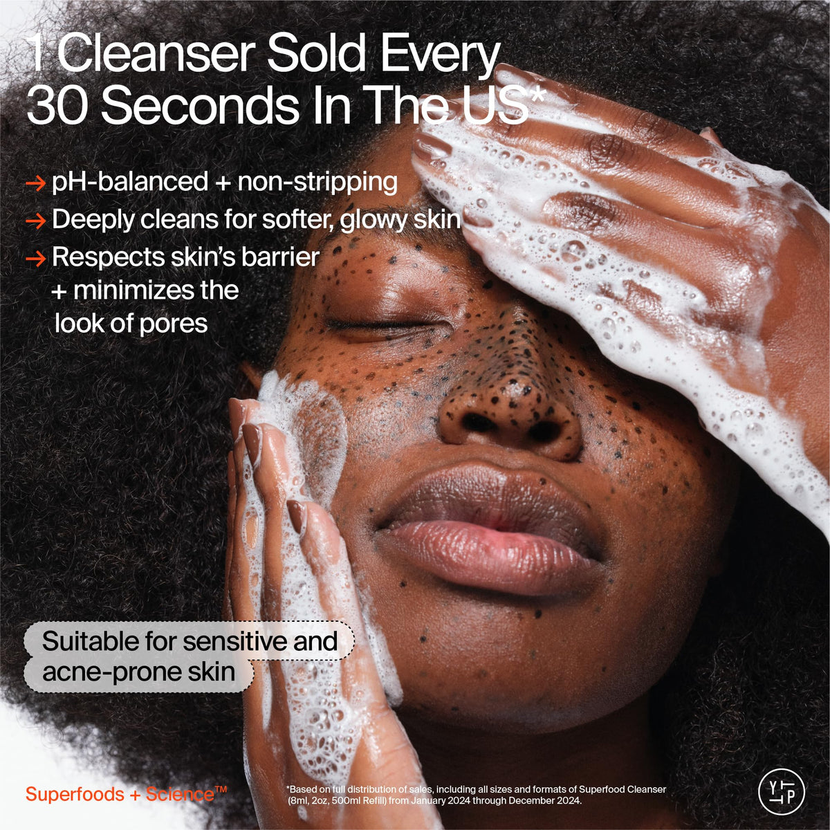 Youth To The People cleanser texture close-up demonstrating gentle foaming action