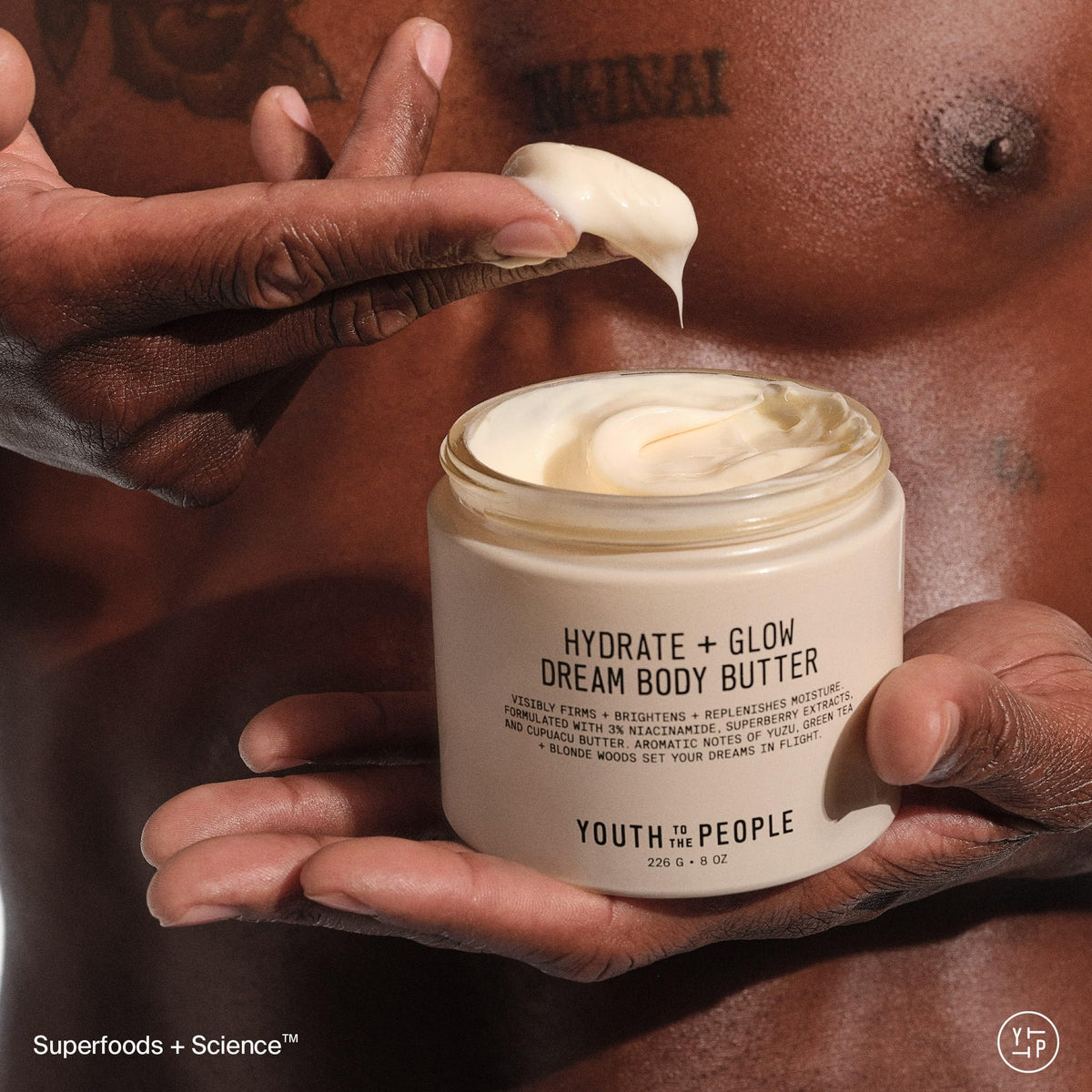 Youth To The People open jar showing creamy texture and fast absorption benefit