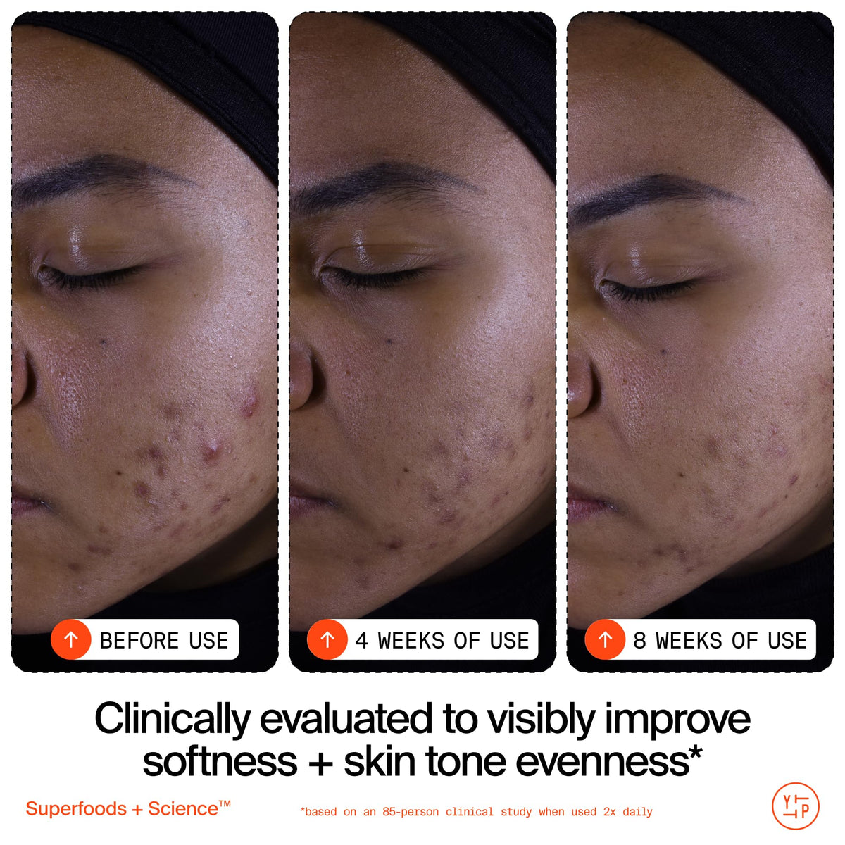 Youth To The People label close-up highlighting vitamin C and AHA+BHA complex benefits