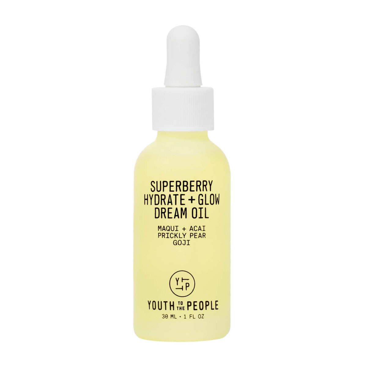 Youth To The People bottle front packaging shows lightweight glow oil and benefits