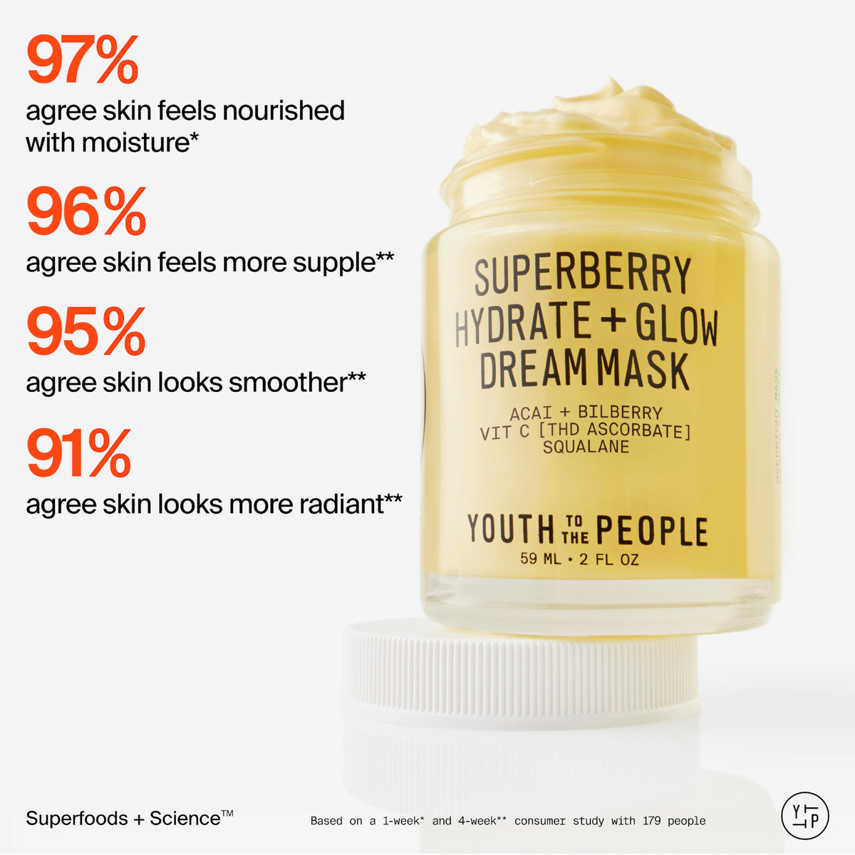 Youth To The People label close-up highlighting Vitamin C and key ingredients