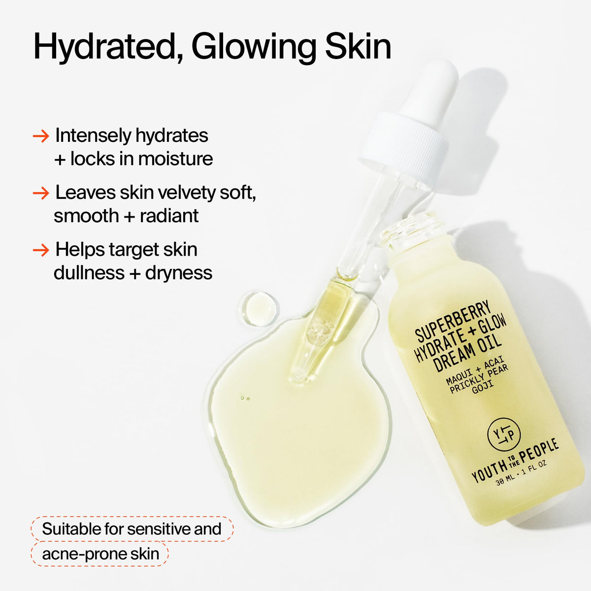 Youth To The People oil texture on skin absorbing quickly for hydrated glow