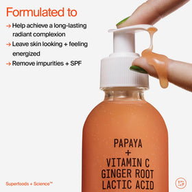 Youth To The People papaya and ginger ingredients highlighting brightening action