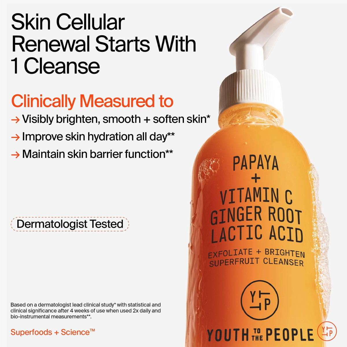 Youth To The People pump dispensing low-foam gel for easy dosing