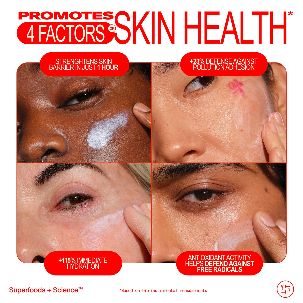 Youth To The People under makeup comparison showing no white cast benefit