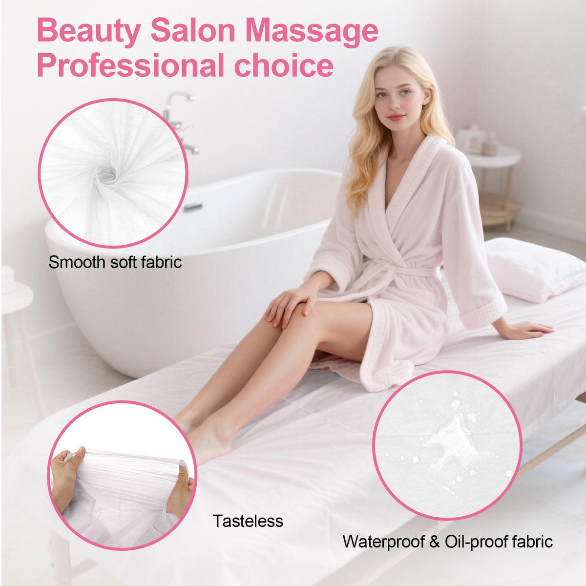 Ypfyed sheet on massage table full view demonstrating hygienic coverage