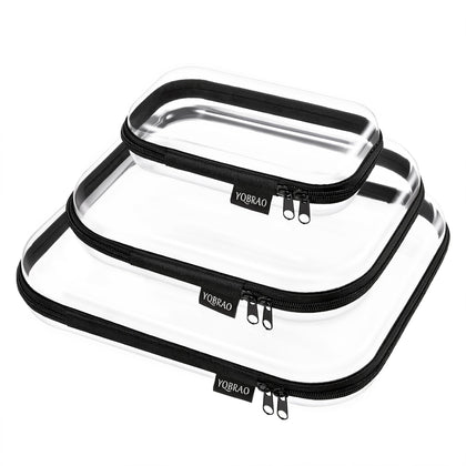 YQBRAO front view of clear hard shell set showing organized storage benefit