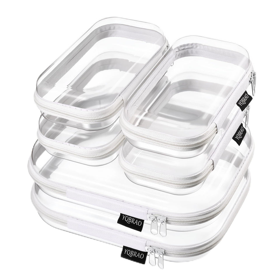 YQBRAO front view of full 6-pack clear organizer, shows organization benefit