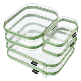 YQBRAO front view of six clear green pouches showing sizes and visibility benefit