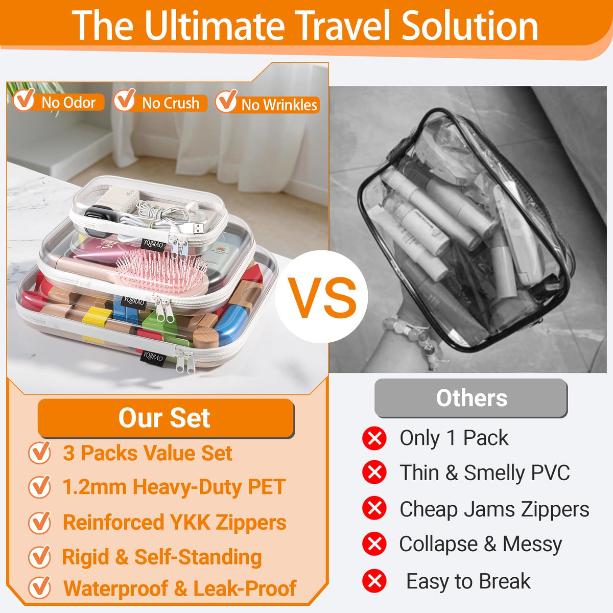 YQBRAO large case holding toiletries illustrates crush protection and easy access