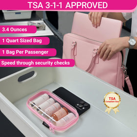 YQBRAO pouches packed inside suitcase, keeps toiletries organized during travel