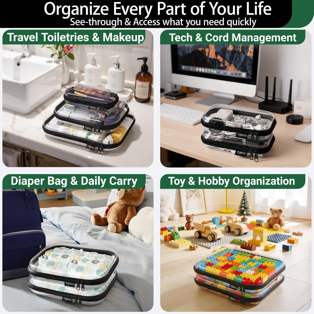 YQBRAO medium case holding cables and adapters for tangle-free portability