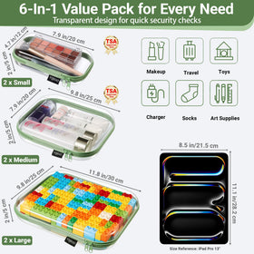 YQBRAO medium pouch with shampoos and liquids demonstrating TSA-friendly packing