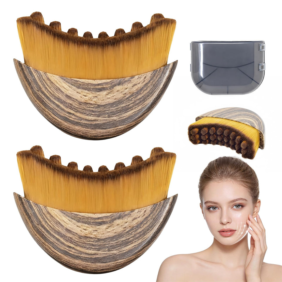 Yqzjjjust front view of two contour face brushes showing compact pack, ideal for travel
