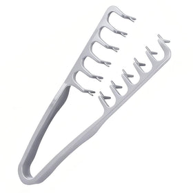 YRAKOZIN comb front view showing compact grey design and dual teeth for quick volume